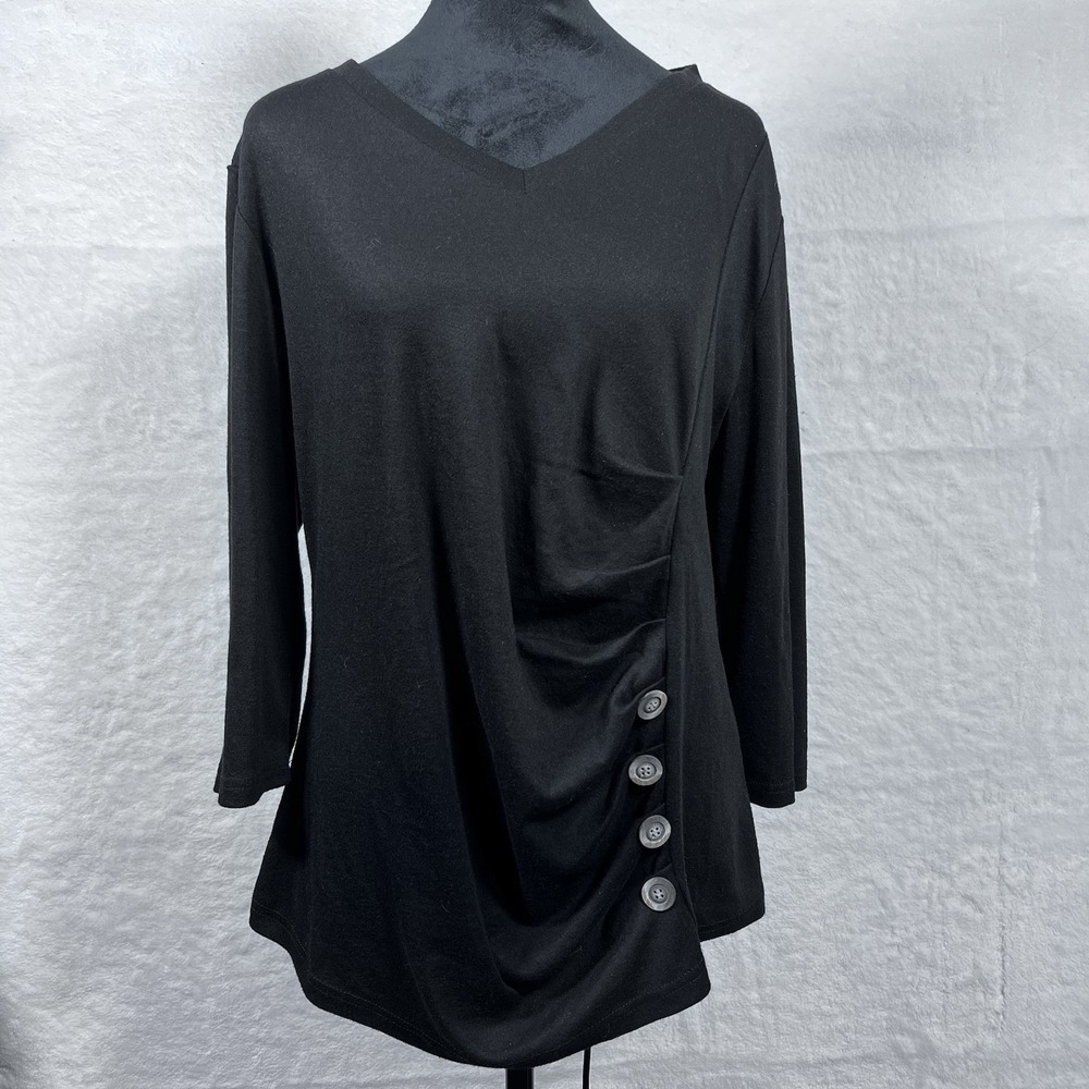 Allegra K 3/4 Sleeve Women's Top Black XL NEW Old Money Minimalist‎ Capsule